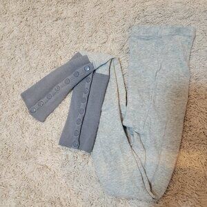 Simple Gray Full Length Leggings Warm Thick Snap Winter Slim Pants